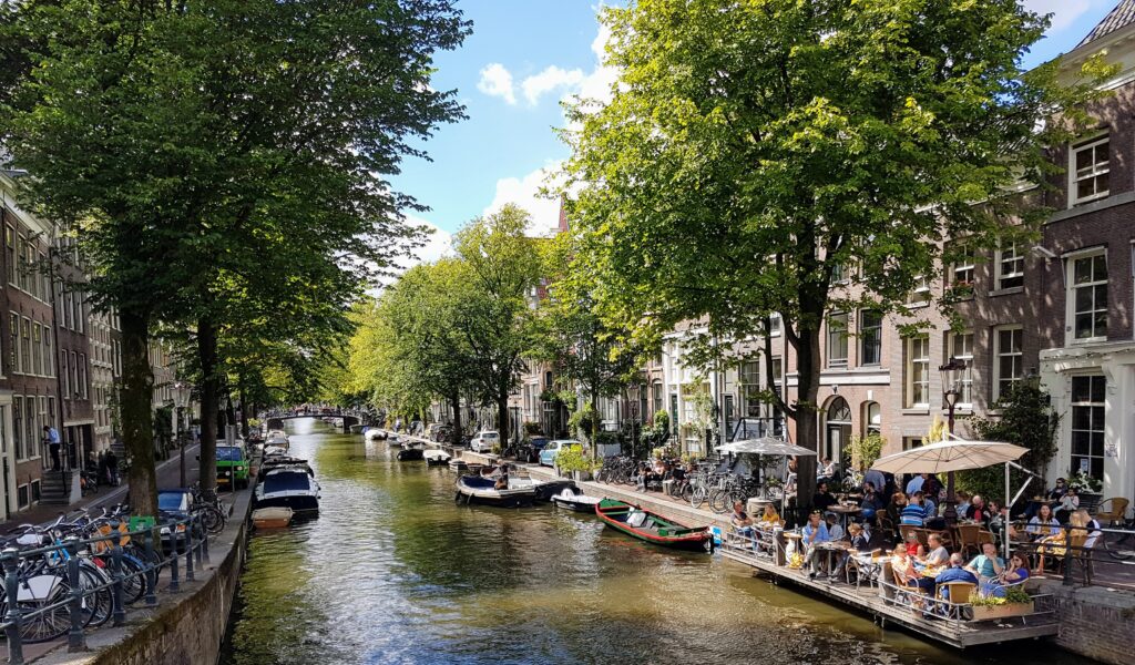Amsterdam's Egelantiersgracht Canal and Café 't Smalle on the Prinsengracht in this Ultimate European Travel Destination.
