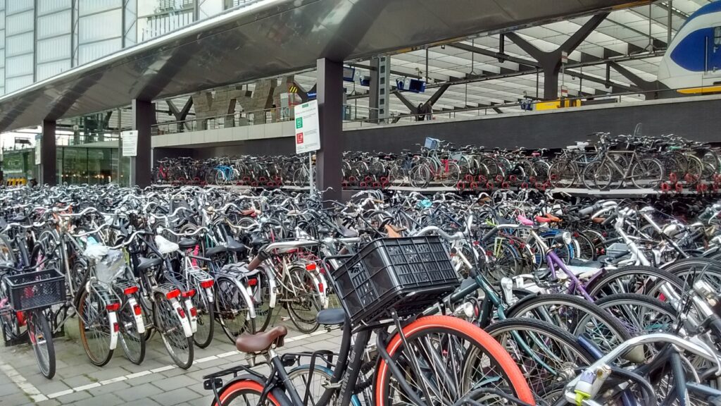 As is similar all across the Netherlands, bicycles by the thousands sit at Rotterdam's Central Station