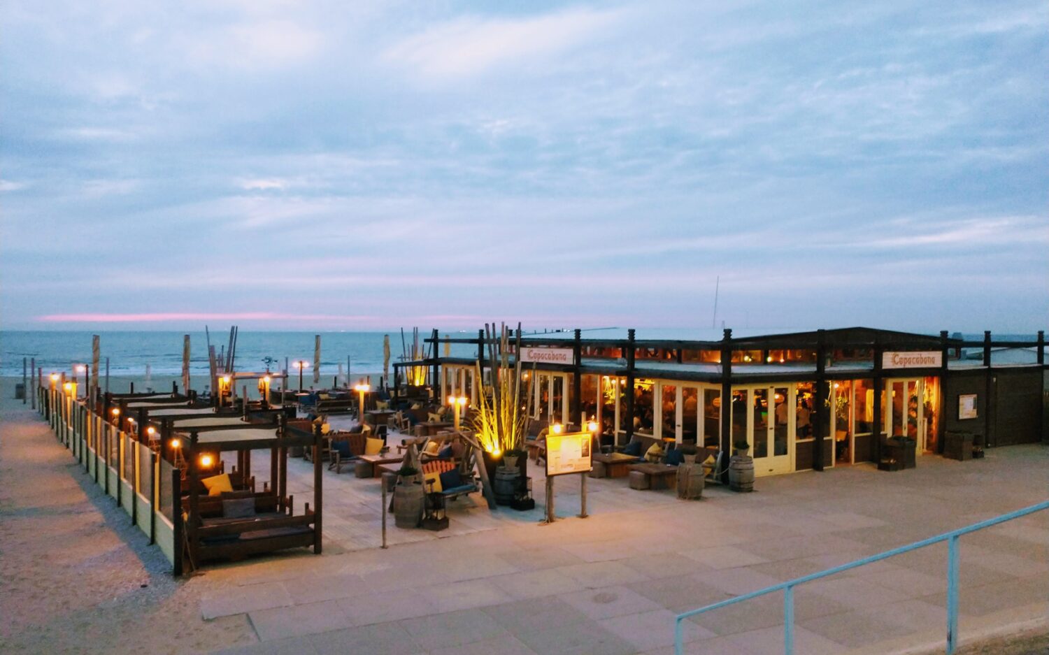 Copacabana, a beachfront club along the shore at Scheveningen