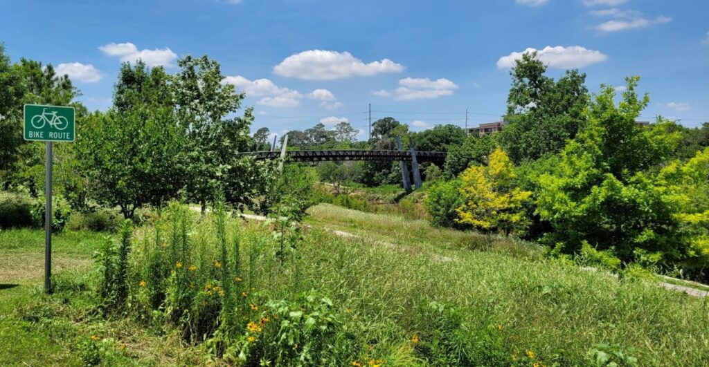 Buffalo Bayou's river pathways in Houston, Texas