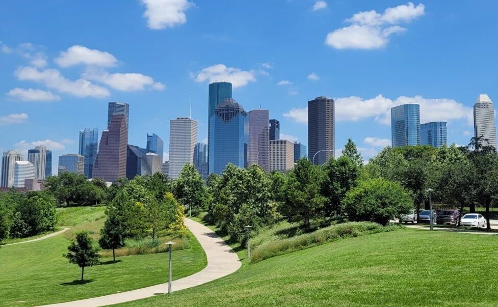 View of Downtown Houston, Texas from Buffalo Bayou Park