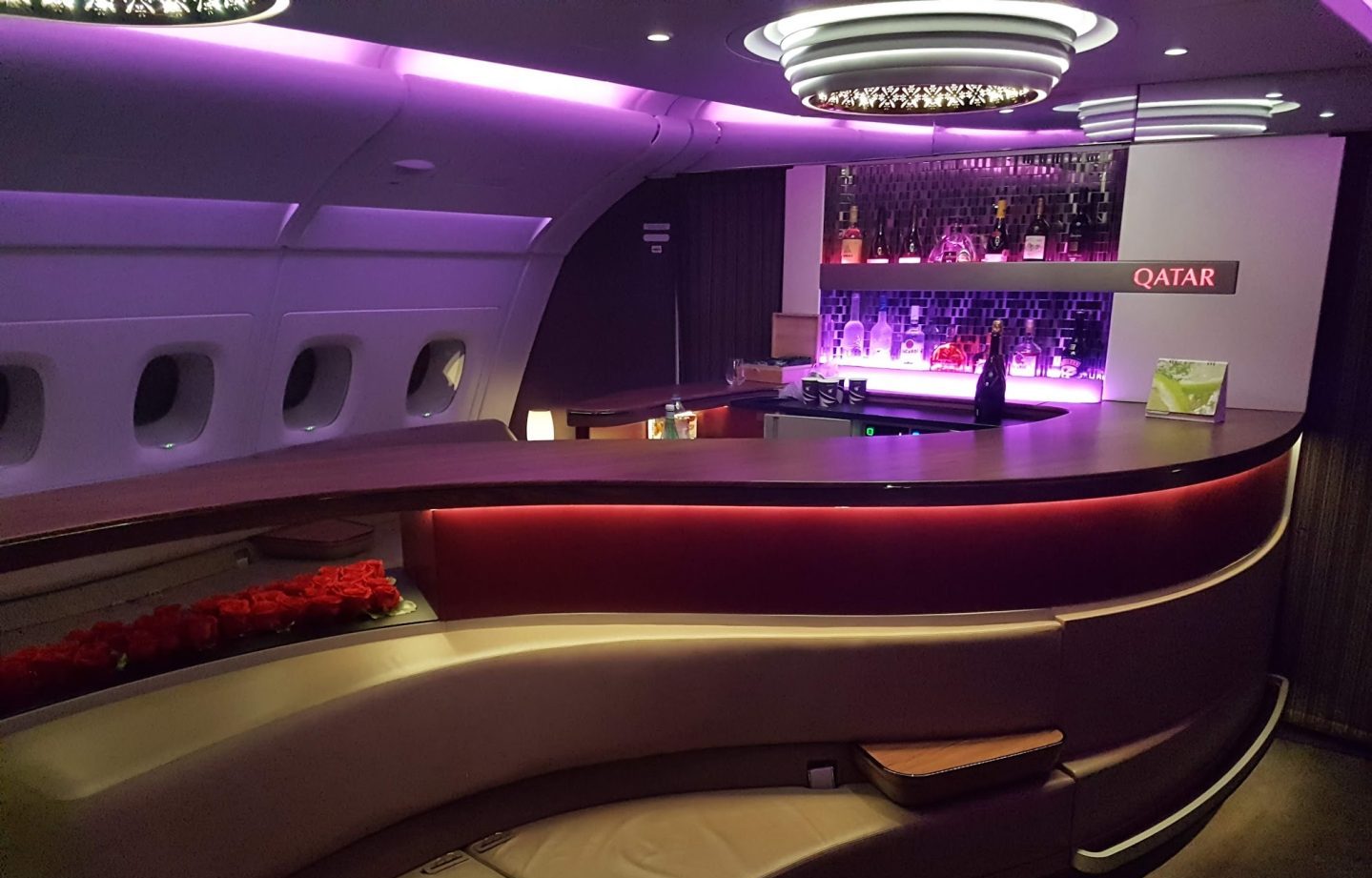 Qatar Airways' A380 upper deck First Class and Business Class Lounge | Photo ©️ travellifebalance.com