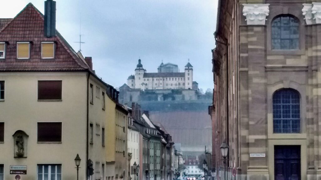 The Bavarian Castle Festung Marienberg or Marienberg Fortress stands prominently over the city of Würzburg