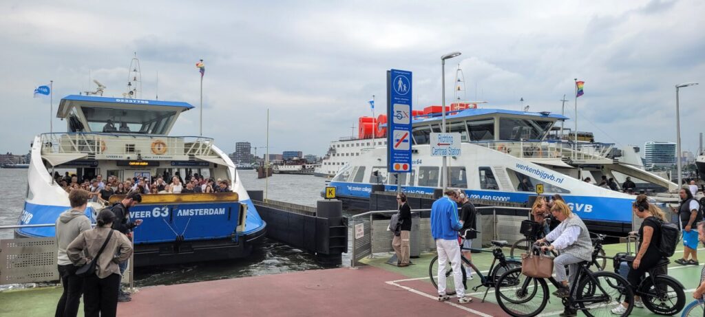 Amsterdam Ferry Terminal at NDSM Wharf loading passengers