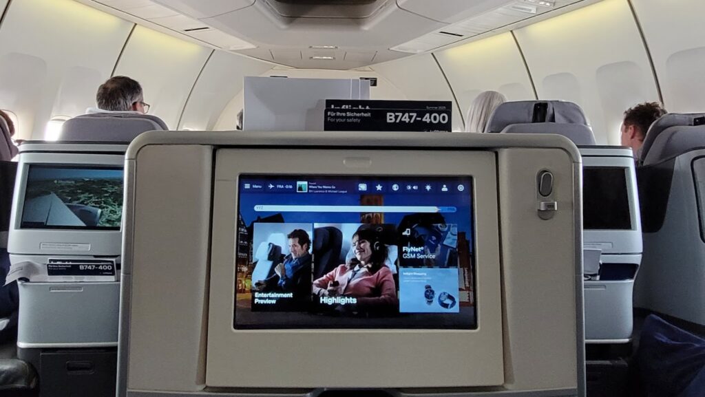 Lufthansa Business Class entertainment system