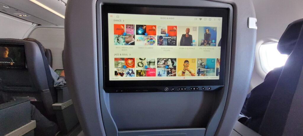 Air Canada Entertainment System in their A321 Domestic Business Class Cabins.