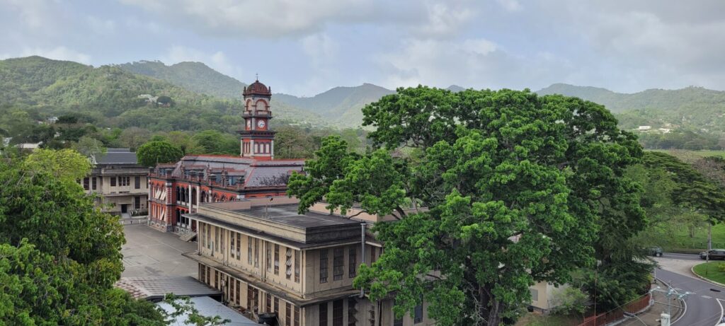 Trinidad's capital Port of Spain, and the lush landcape surrounding the Queen's Park Savannah at it's centre.