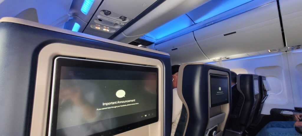 Airbus A319 United First cabin interior picture.