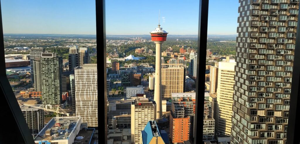 The Calgary Tower stands in the centre of Calgary's dynamic and ever-growing Downtown Core