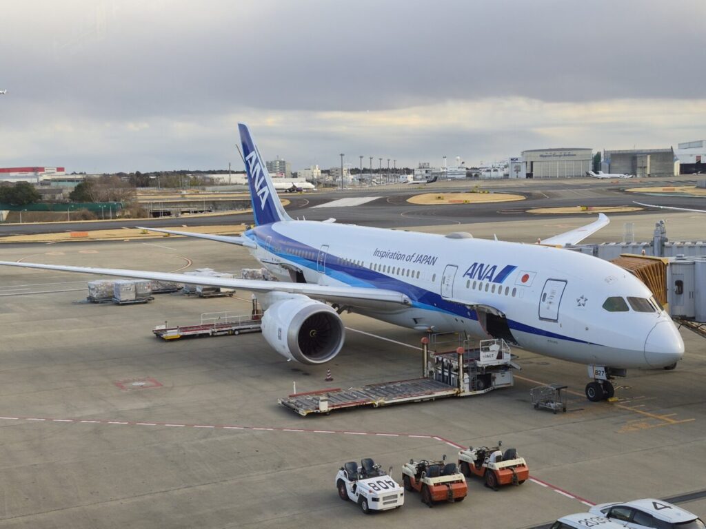 ANA 787-8 Dreamliner at Tokyo Narita Airport.