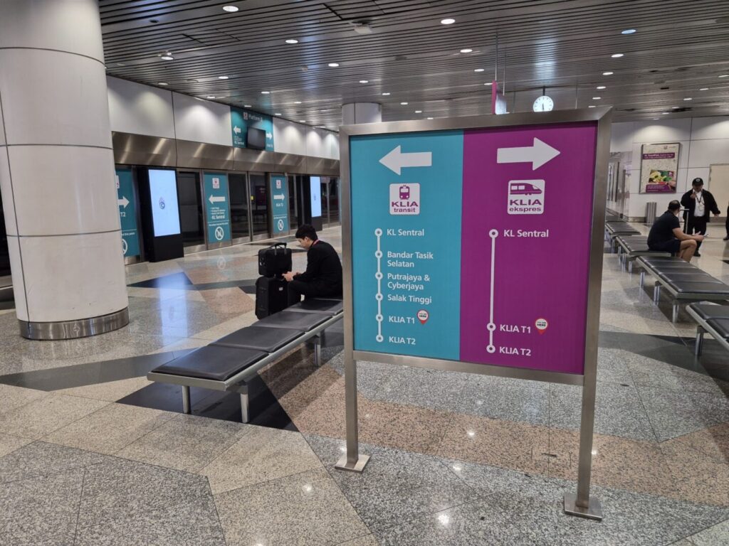 Arrivals and departures area for the KLIA Express at KLIA Airport